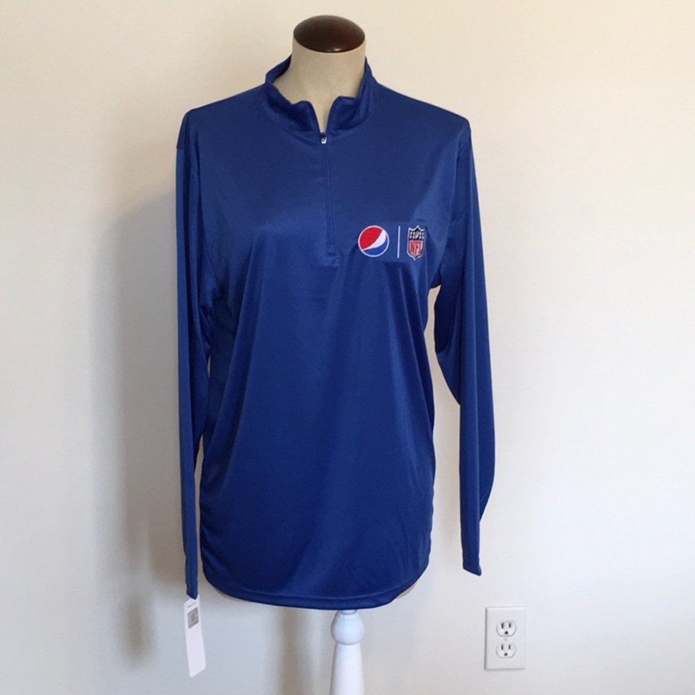 Dunbrooke Authentic Pepsi NFL Royal Blue Zip Neck Pullover Size Medium NWT